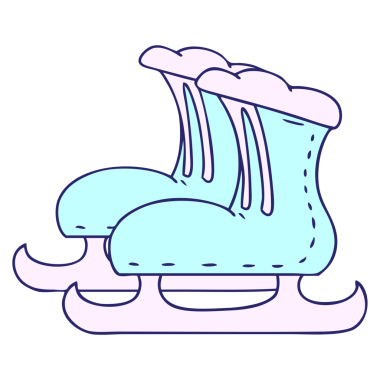 El çizimi çizgi film karalaması parlak neon renkli buz pateni botları