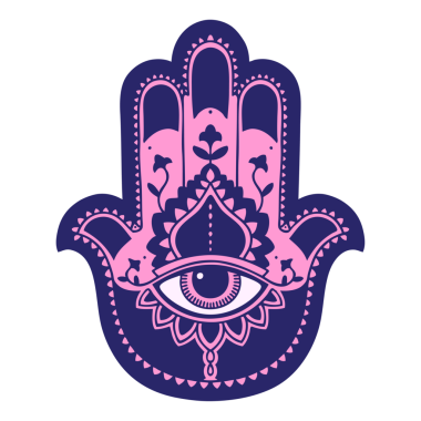 parlak neon renkli geleneksel bir hamza dövmesi