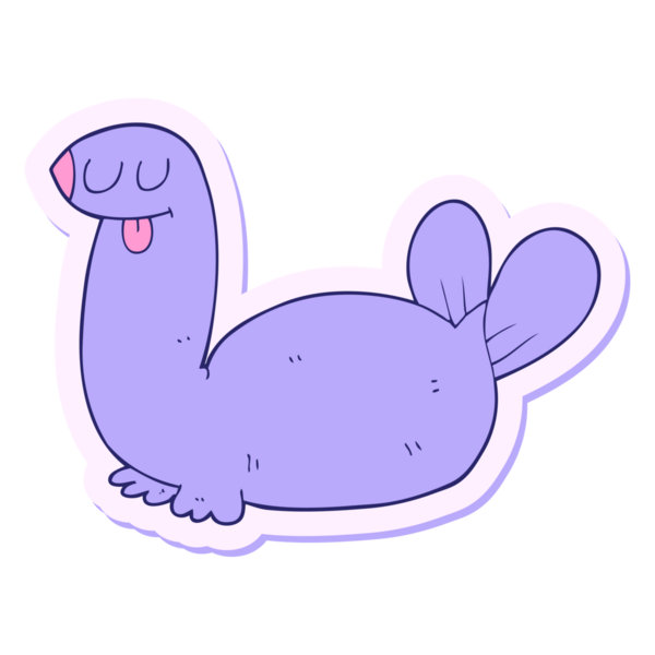 Parlak neon rengi bir karikatür mührü çıkartması