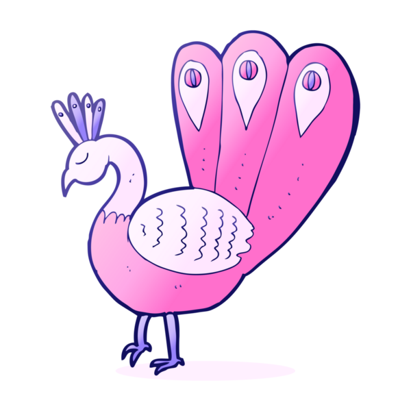 parlak neon renkli çizgi film tavus kuşu