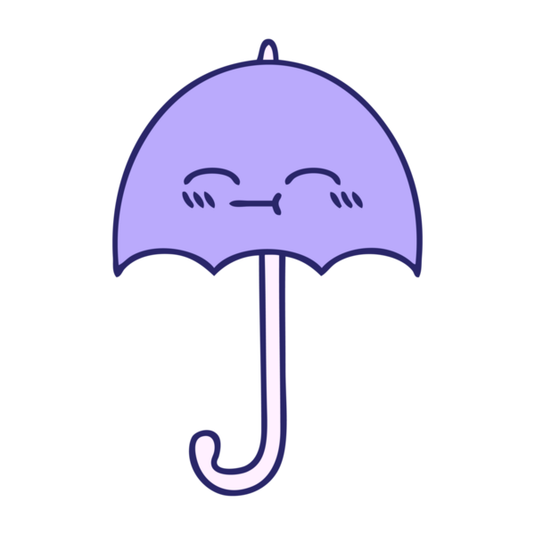 Parlak neon renkli şirin bir şemsiye karikatürü