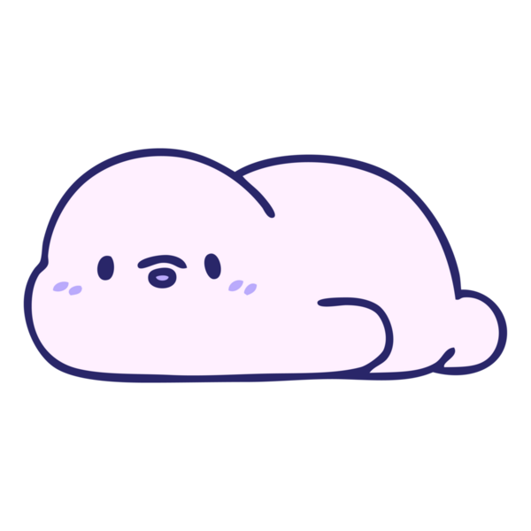 Parlak neon renkli küçük bir fok karikatürü.