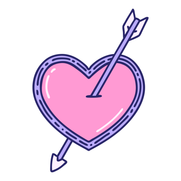 Parlak neon renkli ok ve kalbin ikonik dövme görüntüsü