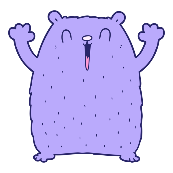 Parlak neon renkli mutlu çizgi film ayısı