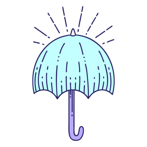 Parlak neon renkli geleneksel dövme stili açık şemsiye çizimi