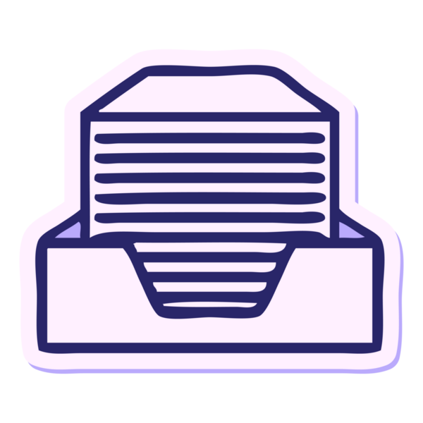 Üzerinde parlak neon renkli ofis kağıtları olan şirin bir çizgi film etiketi.