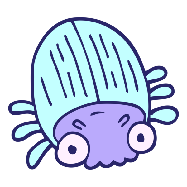 çizgi film karalaması parlak neon renginde dev bir böcek