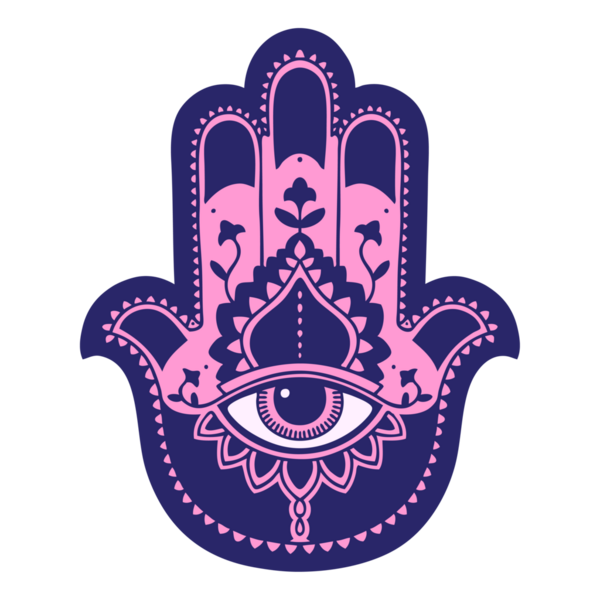 parlak neon renkli geleneksel bir hamza dövmesi