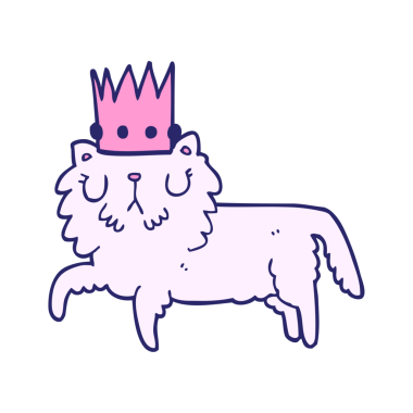 parlak neon renkli taç takan çizgi film kedisi