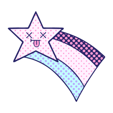 parlak neon renkli kayan bir gökkuşağı yıldızının çizgi filmi