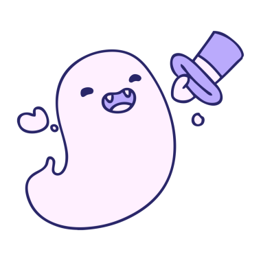 parlak neon renkli silindir şapkalı mutlu bir cadılar bayramı hayaletinin çizgi filmi