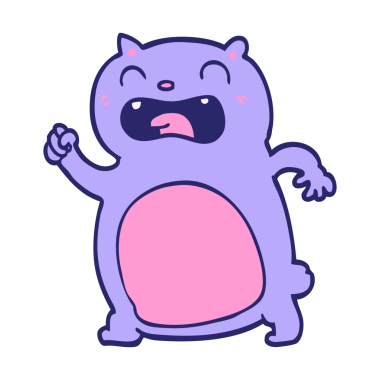 parlak neon renkli çizgi film kedisi