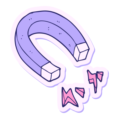 Parlak neon renkli bir çizgi film mıknatısı etiketi