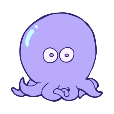 parlak neon rengi ahtapot çizgi filmi