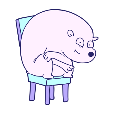 Mutlu kutup ayısı parlak neon renkli sandalyede