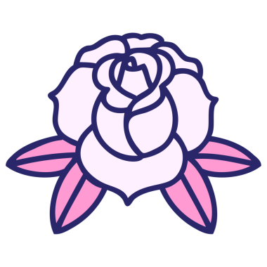 Parlak neon renkli bir çiçeğin ikonik dövme görüntüsü