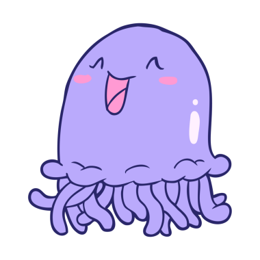 Mutlu çizgi film denizanası parlak neon rengi