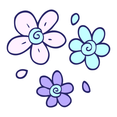 karikatür karalama dekoratif çiçekler parlak neon rengi