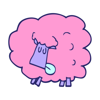 çizgi film karalaması parlak neon renkli kara koyun