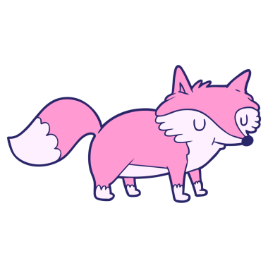 parlak neon renkli çizgi film tilkisi