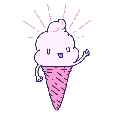 Parlak neon renginde sallanan geleneksel dövme stili dondurma karakterinin çizimi