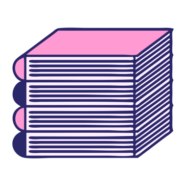 Parlak neon renkli bir kitap yığını.