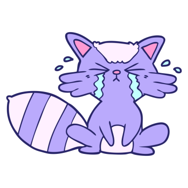 çizgi film rakunu parlak neon renginde ağlıyor.