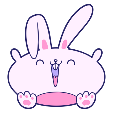 parlak neon renkli çizgi film tavşanı