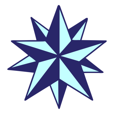 parlak neon renginde geleneksel bir yıldız dövmesi