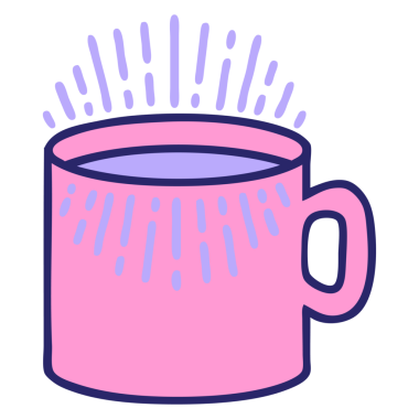 Parlak neon renkli kahve fincanının ikonik dövme şekli