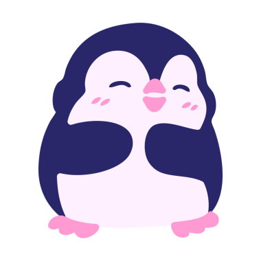 Parlak neon renkli şirin noel pengueni