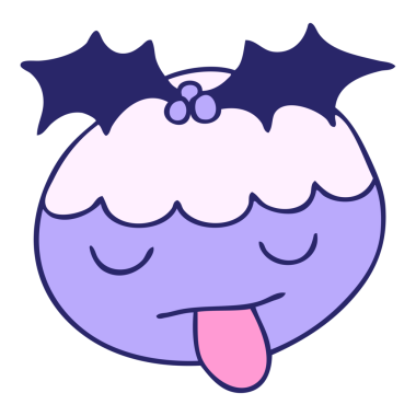 Parlak neon renkli el çizimi, tuhaf bir çizgi film noel pudingi.