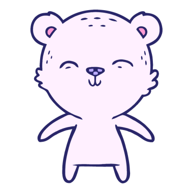 Kutup ayısı çizgi filmi parlak neon renkli.