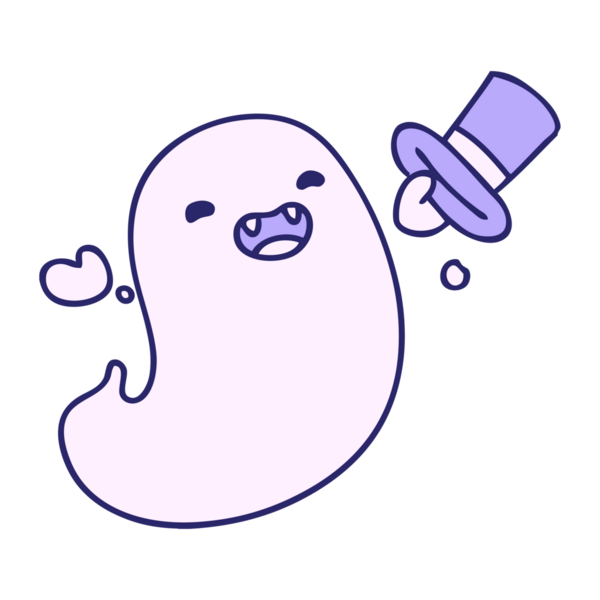 parlak neon renkli silindir şapkalı mutlu bir cadılar bayramı hayaletinin çizgi filmi