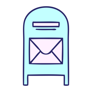 Parlak neon renkli şirin bir posta kutusu karikatürü