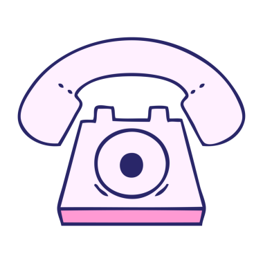 Parlak neon renkli kırmızı bir telefon karikatürü.