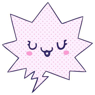 parlak neon rengi çizgi roman tarzında konuşma baloncuğu olan sevimli mutlu çizgi film yüzü