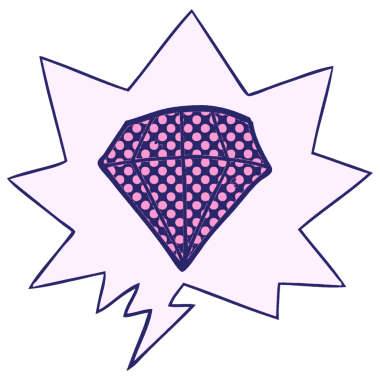 Karikatür dövmesi elması, parlak neon renginde, çizgi roman tarzında konuşma balonu.