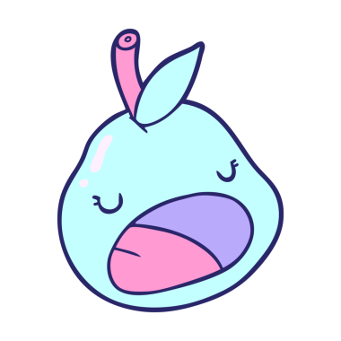 Parlak neon renkli şirin armut karikatürü.