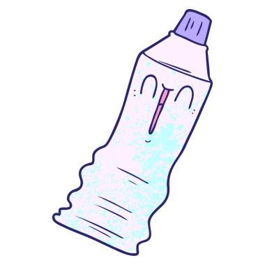 parlak neon renkli çizgi film diş macunu tüpü