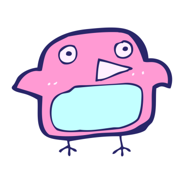 parlak neon renkli mavi kuş çizgi filmi