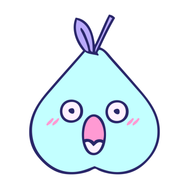 Parlak neon renkli armut karikatürü.