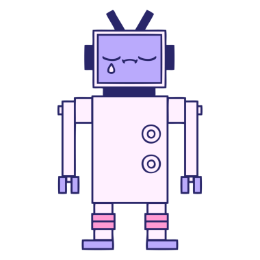 Parlak neon renkli şirin bir robot karikatürü