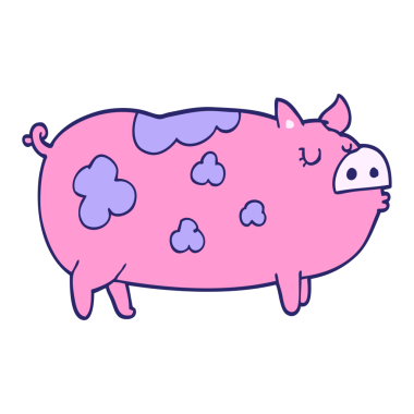 parlak neon renkli çizgi film domuzu