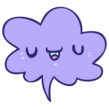 Mutlu çizgi film yüzü parlak neon renkli konuşma baloncuğu ile