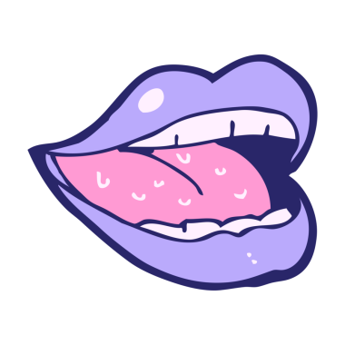 parlak neon renginde gülümseyen ağız çizgi filmi