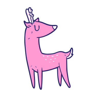 parlak neon renkli çizgi film geyiği