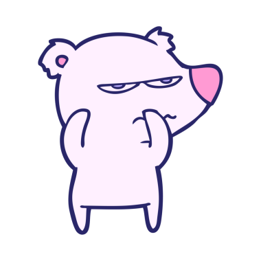 Parlak neon renkli kızgın ayı kutup karikatürü