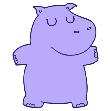 parlak neon renkli çizgi film hipopotamları