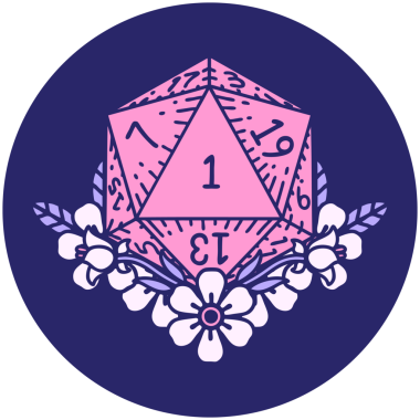 Doğal zarın simgesi. Parlak neon renkli çiçek elementleriyle birlikte yuvarlanıyor.